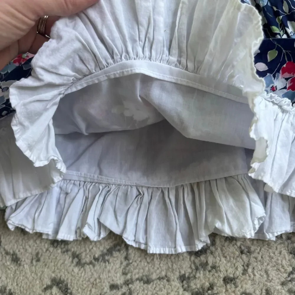 Girls Ralph Lauren Lined Floral Poplin Ruffle Dress Size 5